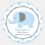Autocollant rond d'éléphant bleu et gris de mod