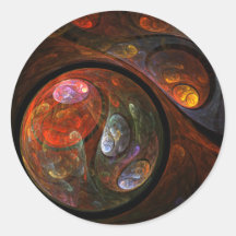 Autocollant rond liquide d'art abstrait de connexi