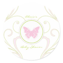 Autocollant rose de faveur de baby shower de papil autocollants