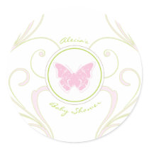 Autocollant rose de faveur de baby shower de papil autocollants