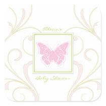 Autocollant rose de faveur de baby shower de papil autocollants
