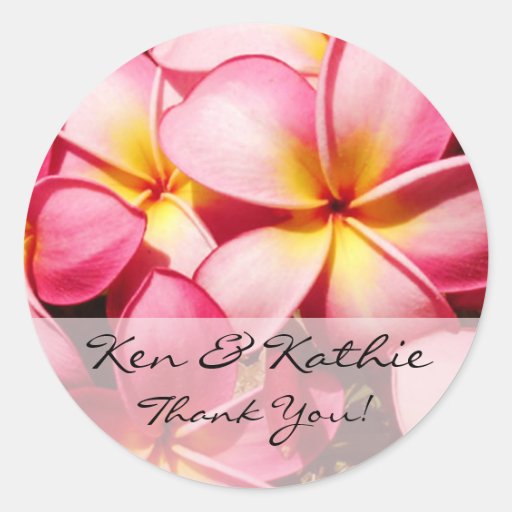 Autocollant rose de Merci de mariage de Plumeria