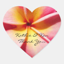 Autocollant rose de Merci de mariage de Plumeria