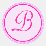 Autocollant rose d'initiale de monogramme de point