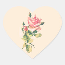 Autocollant rose romantique de peinture d'aquarell autocollants