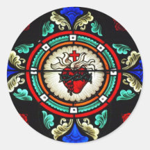 Autocollant sacré en verre souillé de coeur