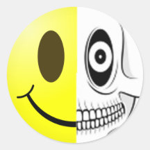 Autocollant souriant de crâne