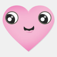 Autocollant souriant mignon de coeur de Kawaii