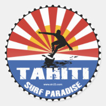 autocollant surfant de paradis du Tahiti