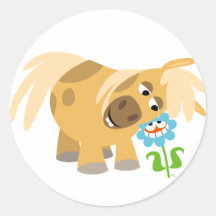 Autocollant tendre de poney et de fleur de bande d