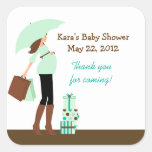 Autocollant (vert) moderne de faveur de baby showe