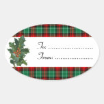 Autocollant vert rouge de coutume de plaid de houx