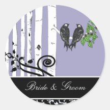 Autocollant vintage d'oiseaux d'arbre de bouleau d