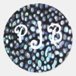 Autocollants bleus de monogramme de tache
