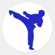 Autocollants bleus d'homme de karaté