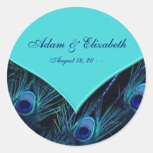 Autocollants bleus turquoises royaux de mariage de
