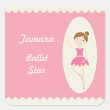 Autocollants carrés de la ballerine 1 rose