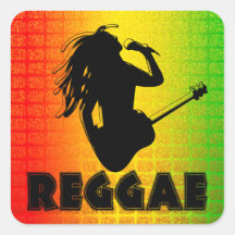 Autocollants carrés de Rasta Rastaman de musique d