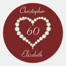 Autocollants d'anniversaire de diamant de coeur d'