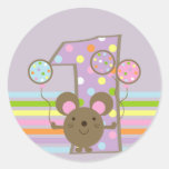 Autocollants d'anniversaire de pourpre de souris d