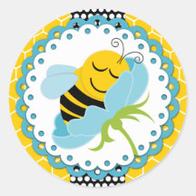 Autocollants de baby shower d'abeille de garçon