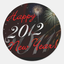 Autocollants de bonne année - 2012 avec des feux d