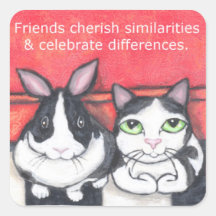 Autocollants de citation de lapin et de chat d'ami