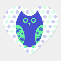 Autocollants de coeur de hibou ou joints bleus d'e