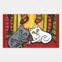Autocollants de couples de chat de Joyeux Noël