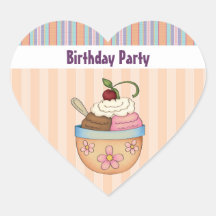 Autocollants de fête d'anniversaire de crème glacé