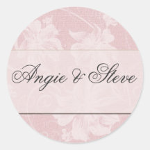 Autocollants de mariage damassé de gris de rose et