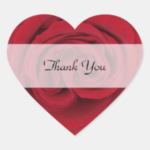 Autocollants de Merci de coeur --  Rose rouge