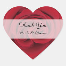 Autocollants de Merci de mariage de coeur --  Rose
