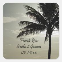 Autocollants de Merci de mariage de plage de palmi