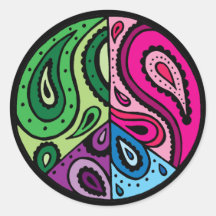Autocollants de noir de paix de Paisley