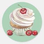 Autocollants de petit gâteau de vanille de cerise