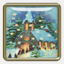 autocollants d'église de Noël