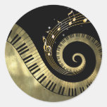 Autocollants d'or de clés de piano et de notes de 