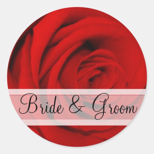 Autocollants élégants de mariage de rose rouge
