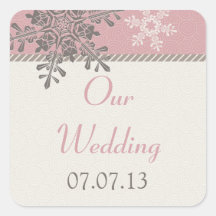 Autocollants ens ivoire roses de mariage d'hiver d