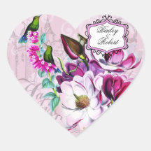 Autocollants faits sur commande de coeur de magnol