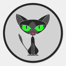 Autocollants félins de fantaisie de chat noir