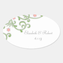 Autocollants floraux de mariage de rose et de vert