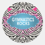 Autocollants gymnastiques mignons de rose de zèbre