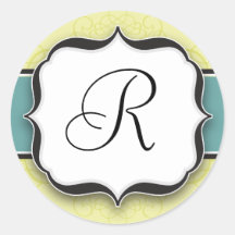 Autocollants initiaux de style de monogramme rétro