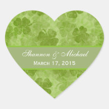 Autocollants irlandais verts de mariage de shamroc