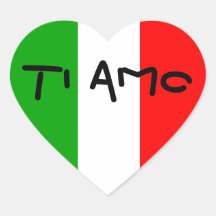 Autocollants italiens d'AMO de Ti de coeur de drap