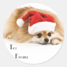 Autocollants mignons de cadeau de chien de Noël