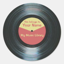 Autocollants noirs d'étiquette de disque de biblio