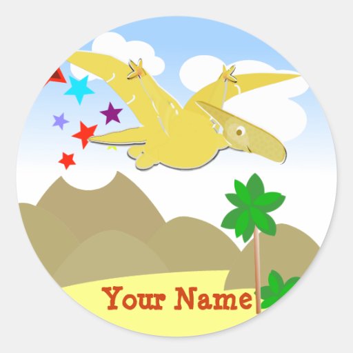 Autocollants nommés de Pteranodon de dinosaure jau